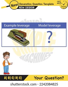 Physics, Lever examples vector illustration, simple machines, next generation question template, dumb physics figures, exam question, eps 
