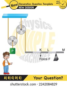 Physics, Lever examples vector illustration, simple machines, next generation question template, dumb physics figures, exam question, eps 