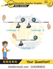 Physics, Lever examples vector illustration, simple machines, next generation question template, dumb physics figures, exam question, eps 