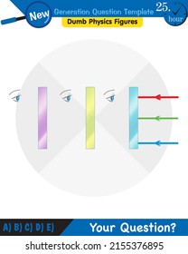 Física, luz e iluminación, refracción de luz, lentes convexa y cóncavo, plantilla de preguntas de próxima generación, figuras mudas de física, eps 