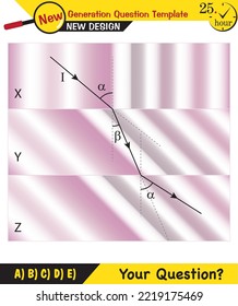 Physik - Licht und Erleuchtung, Lichtrefraktion, Konvex- und Concave-Objektive, Fragevorlage der nächsten Generation, Prüfungsfrage, eps 
