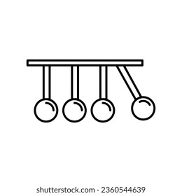 Icono de línea física, símbolo del vector de contorno, símbolo de la cuna de Newton, ilustración plana sobre fondo blanco..eps