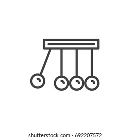 Physics line icon, outline vector sign, linear style pictogram isolated on white. Newton's cradle symbol, logo illustration. Editable stroke. Pixel perfect vector graphics
