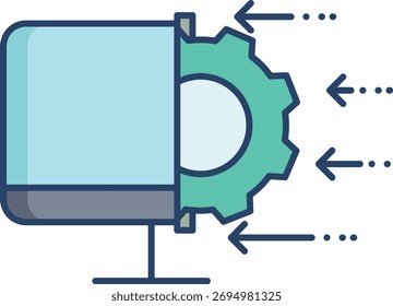 physics machine linear color icon design