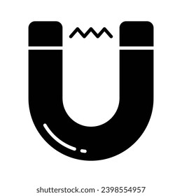 Physics magnet icon in flat style, scalable vector of attraction