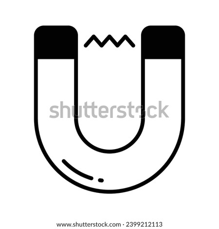 Physics magnet icon in flat style, scalable vector of attraction