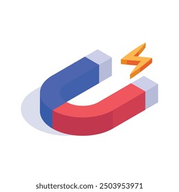Physics magnet icon in isometric style, scalable vector of attraction