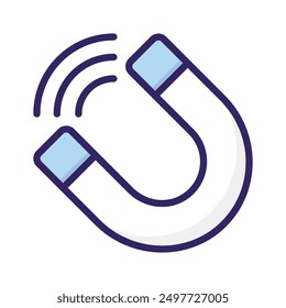Physics magnet icon in style, scalable vector of attraction