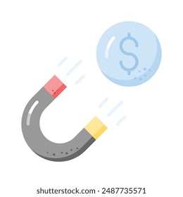 Physics magnet icon in trendy style, scalable vector of attraction
