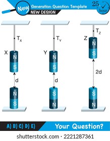 Physics, Magnetic field, Electromagnetic field and magnetic force, Polar magnet schemes, Educational magnetism physics vector, Magnetic field world,next generation question template, exam question