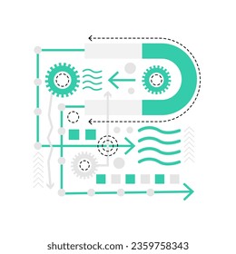 Physics magnetism movement. Genetics biochemistry science research vector illustration