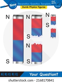 Physics, Magnets, Electromagnetic field and magnetic force, Polar magnet schemes, Educational magnetism physics vector, next generation question template, dumb physics figures