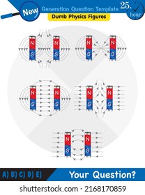Physics, Magnets, Electromagnetic field and magnetic force, Polar magnet schemes, Educational magnetism physics vector, next generation question template, dumb physics figures
