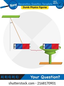 Physik, Magnete, elektromagnetisches Feld und magnetische Kraft, Polar-Magnetsysteme, Physik-Vektorgrafik für Bildungsmagnetismus, Fragevorlage der nächsten Generation, blöde Physik-Figuren