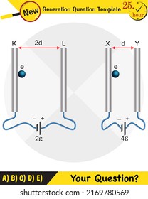 Physics, parallel plate capacitor in circuit, Capacitors, circuit elements, next generation question template, exam question