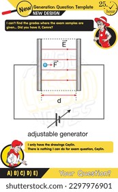 Physics, parallel plate capacitor in circuit, Capacitors, Circuit elements, Next generation problems, for teachers, boy, girl, two sisters speech bubble, template, experiment