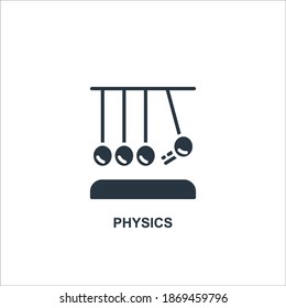 Physics with pendulum icon created with glyph style for web or sign black icon on white background.
