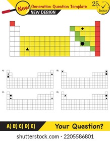 Physics, periodic system, next generation question template, dumb physics figures, exam question, eps