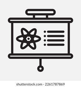 Physics presentation icon in line style, use for website mobile app presentation