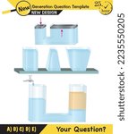 Physics, pressure and lifting force, archimedes principle, pressure of liquids and gases, containers filled with water, next generation question template, exam question, eps