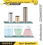 Physics, pressure and lifting force, archimedes principle, pressure of liquids and gases, containers filled with water, next generation question template, exam question, eps