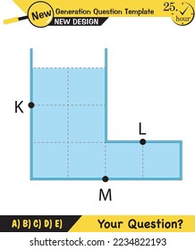 Physics, pressure and lifting force, archimedes principle, pressure of liquids and gases, containers filled with water, next generation question template, exam question, eps  
