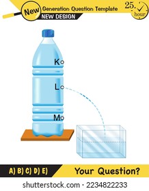 Física, presión y fuerza de elevación, principio de arquímedes, presión de líquidos y gases, recipientes llenos de agua, plantilla de preguntas de próxima generación, pregunta de examen, eps  
