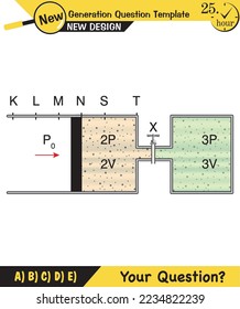 Physics, pressure and lifting force, archimedes principle, pressure of liquids and gases, containers filled with water, next generation question template, exam question, eps  
