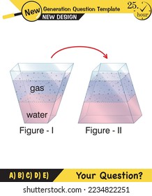 Física, presión y fuerza de elevación, principio de arquímedes, presión de líquidos y gases, recipientes llenos de agua, plantilla de preguntas de próxima generación, pregunta de examen, eps  
