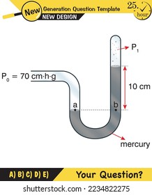 Physics, pressure and lifting force, archimedes principle, pressure of liquids and gases, containers filled with water, next generation question template, exam question, eps  
