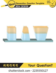 Physics, pressure and lifting force, archimedes principle, pressure of liquids and gases, containers filled with water, next generation question template, exam question, eps