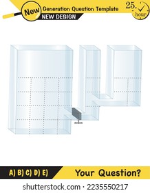 Physics, pressure and lifting force, archimedes principle, pressure of liquids and gases, containers filled with water, next generation question template, exam question, eps