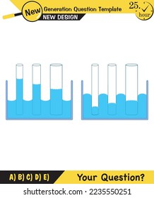 Physics, pressure and lifting force, archimedes principle, pressure of liquids and gases, containers filled with water, next generation question template, exam question, eps