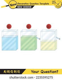 Physik, Druck- und Hebekraft, Archimedes-Prinzip, Druck von Flüssigkeiten und Gasen, wassergefüllte Behälter, Fragevorlage der nächsten Generation, Prüfungsfrage, EPS