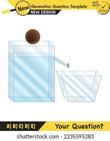 Physics, pressure and lifting force, archimedes principle, pressure of liquids and gases, containers filled with water, next generation question template, exam question, eps