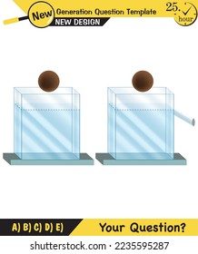 Physics, pressure and lifting force, archimedes principle, pressure of liquids and gases, containers filled with water, next generation question template, exam question, eps