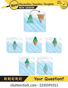 Physics, pressure and lifting force, archimedes principle, pressure of liquids and gases, containers filled with water, next generation question template, exam question, eps