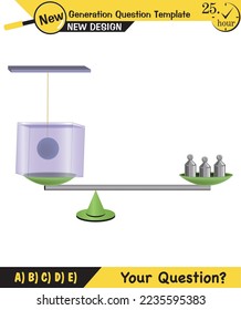 Physics, pressure and lifting force, archimedes principle, pressure of liquids and gases, containers filled with water, next generation question template, exam question, eps