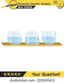 Physics, pressure and lifting force, archimedes principle, pressure of liquids and gases, containers filled with water, next generation question template, exam question, eps