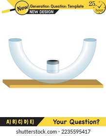 Physics, pressure and lifting force, archimedes principle, pressure of liquids and gases, containers filled with water, next generation question template, exam question, eps