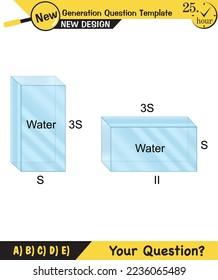 Physics, pressure and lifting force, archimedes principle, pressure of liquids and gases, containers filled with water, next generation question template, exam question, eps