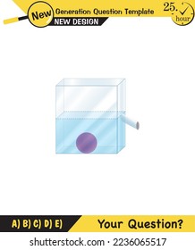 Physics, pressure and lifting force, archimedes principle, pressure of liquids and gases, containers filled with water, next generation question template, exam question, eps