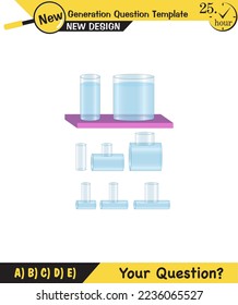 Physics, pressure and lifting force, archimedes principle, pressure of liquids and gases, containers filled with water, next generation question template, exam question, eps