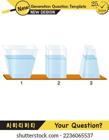 Physics, pressure and lifting force, archimedes principle, pressure of liquids and gases, containers filled with water, next generation question template, exam question, eps