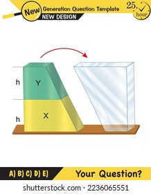 Physics, pressure and lifting force, archimedes principle, pressure of liquids and gases, containers filled with water, next generation question template, exam question, eps