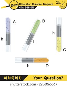 Physics, pressure and lifting force, archimedes principle, pressure of liquids and gases, containers filled with water, next generation question template, exam question, eps