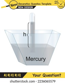 Physics, pressure and lifting force, archimedes principle, pressure of liquids and gases, containers filled with water, next generation question template, exam question, eps