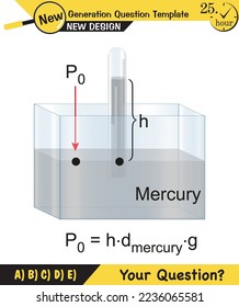 Physics, pressure and lifting force, archimedes principle, pressure of liquids and gases, containers filled with water, next generation question template, exam question, eps