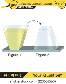 Physics, pressure and lifting force, archimedes principle, pressure of liquids and gases, containers filled with water, next generation question template, exam question, eps