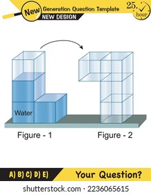 Physics, pressure and lifting force, archimedes principle, pressure of liquids and gases, containers filled with water, next generation question template, exam question, eps